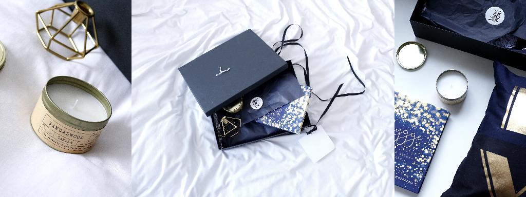 MagicBox to pomysł na prezent. W środku znajdziecie książkę Hygge, ekologiczną świeczkę i geometryczny świecznik. Zdjęcia: Joannavi